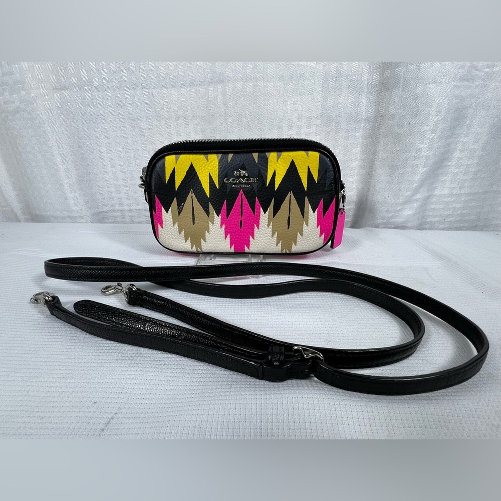 Coach Geometric Print Crossbody in Black, Yellow, Fuchsia, Tan